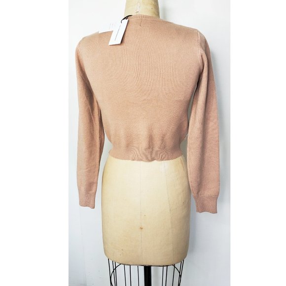 CIDER Womens Argyle Print Knit Crop Cardigan Sweater Jacket Retro S NWT - Picture 4 of 7